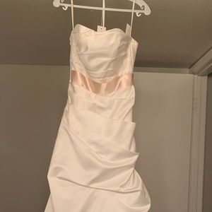 Satin floor length wedding gown in ivory